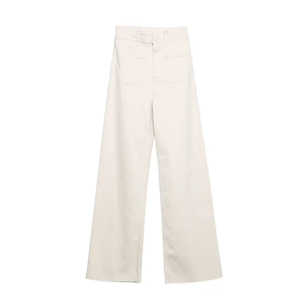 Women High Waist Wide Leg Jeans Casual Fashion Pants