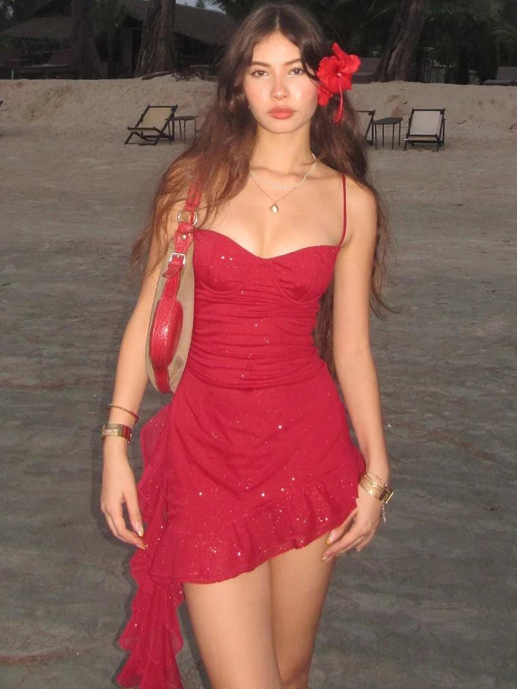 Sequin Bodycon Dress With Tassel Detailing For Beach