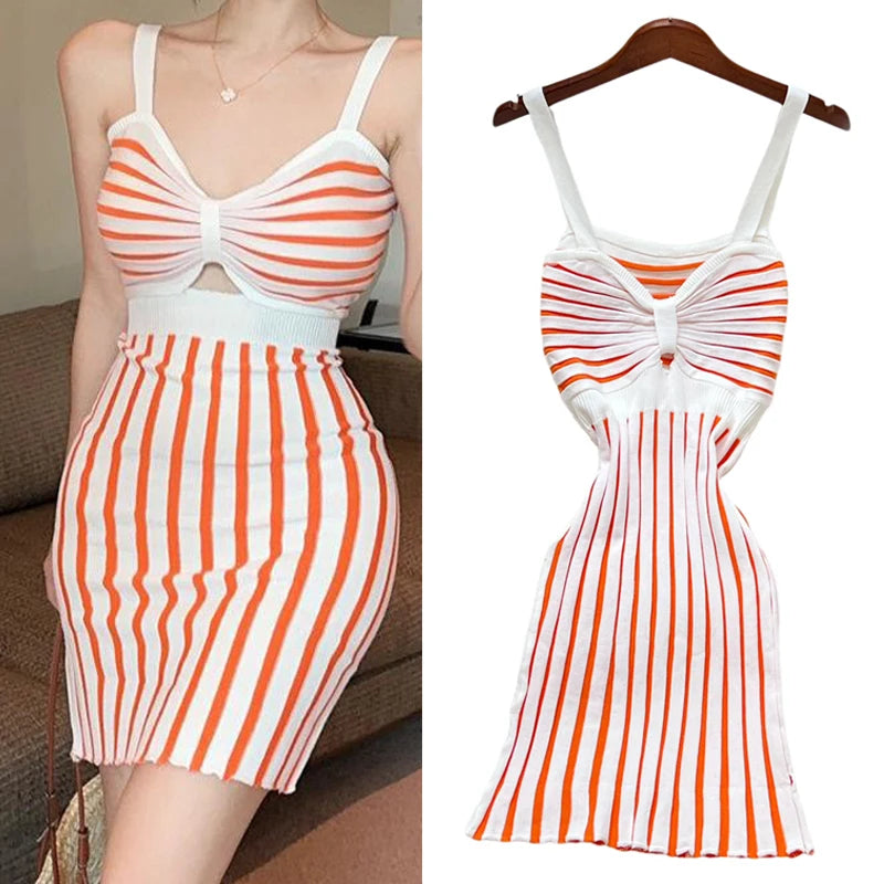 Y2K Bodycon Mini Dress With Straps High Waist Party Look