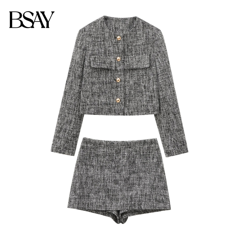 Women Long Sleeve Blazer And High Waist Skirt Two Piece Suit