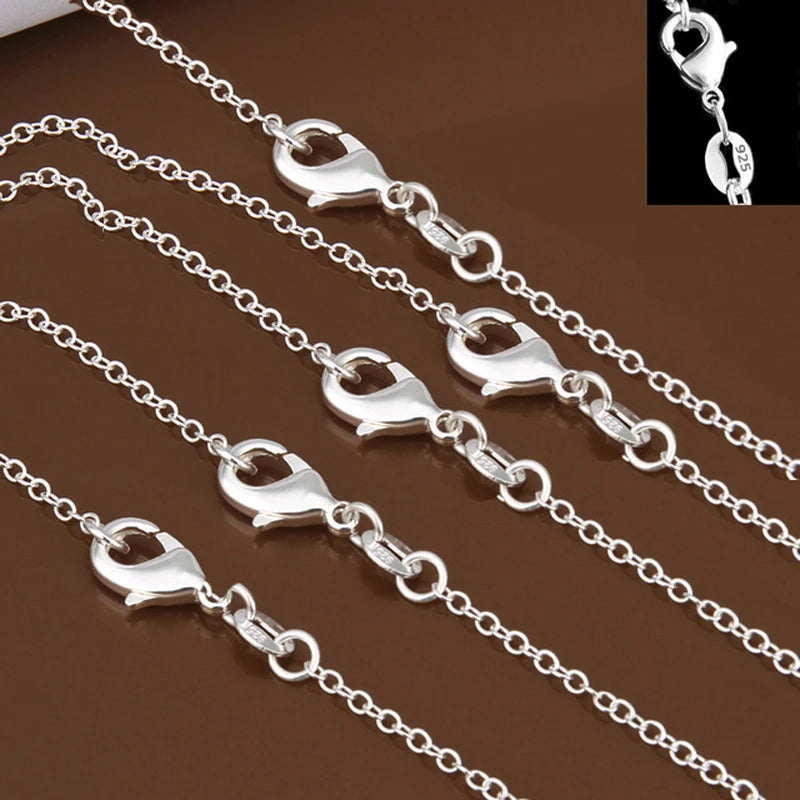 925 Sterling Silver Rolo Chain Necklace for Men and Women Adjustable Length 16 to 24 Inches DIY Jewelry with secure clasps.