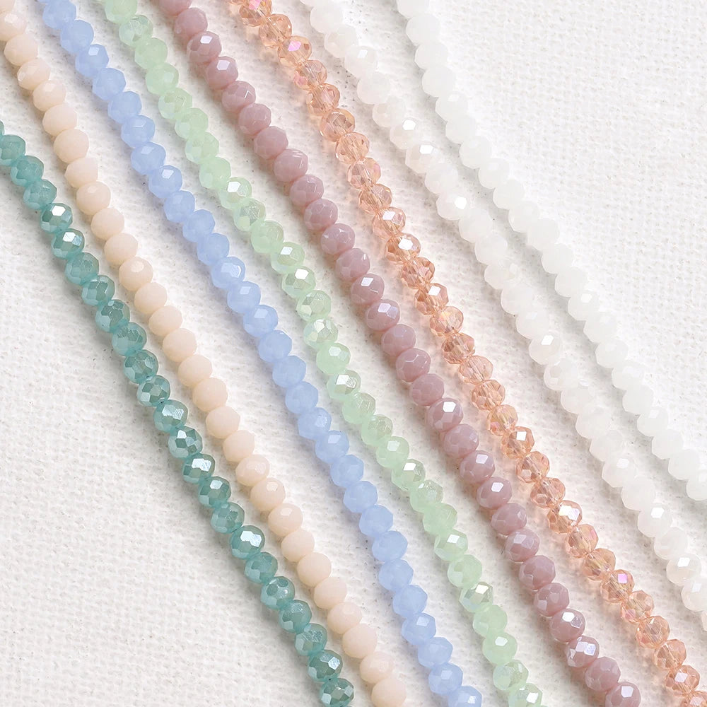 Colorful assortment of 120 Pieces Crystal Glass Rondelle Beads Faceted Round Loose Spacer Beads for Jewelry Making.