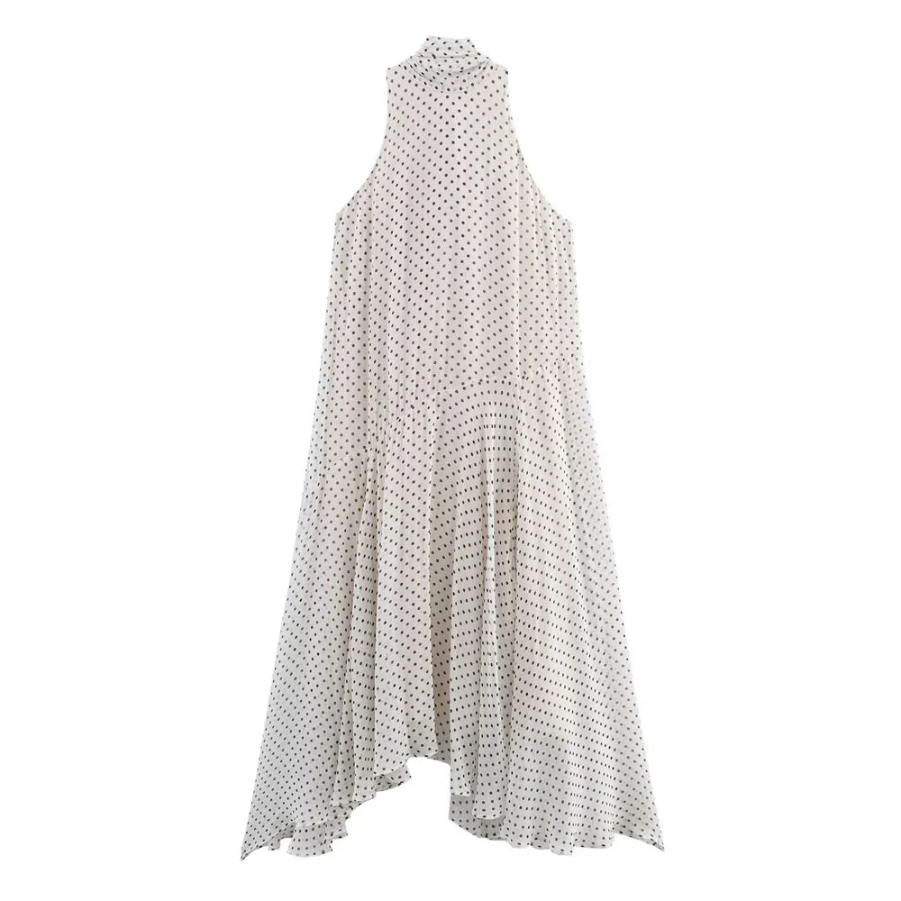 Polka Dot Halter Neck Dress For Women Summer Fashion