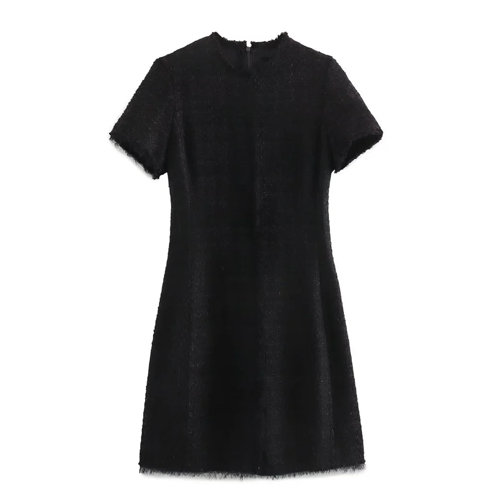 Elegant Slim Fit Round Neck Short Sleeve Dress For Women