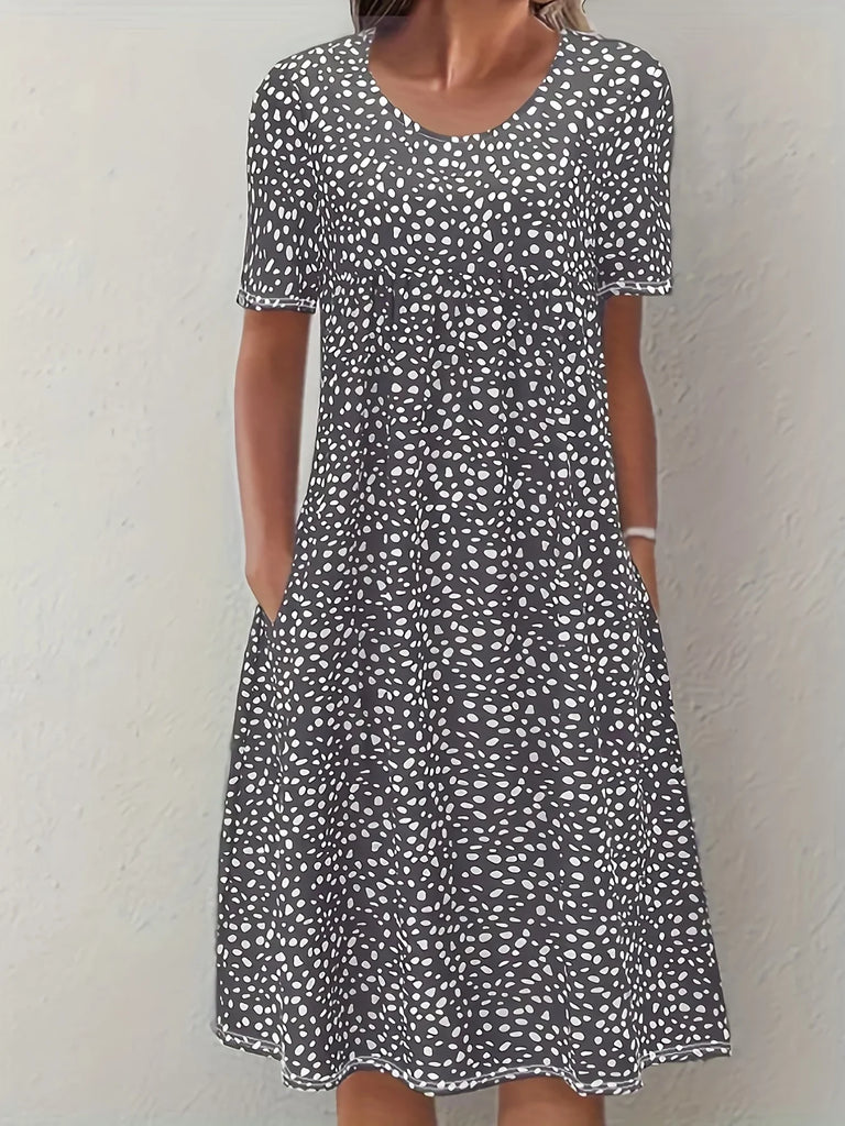 Bohemian Floral Dress for Women Casual Loose Short Sleeve