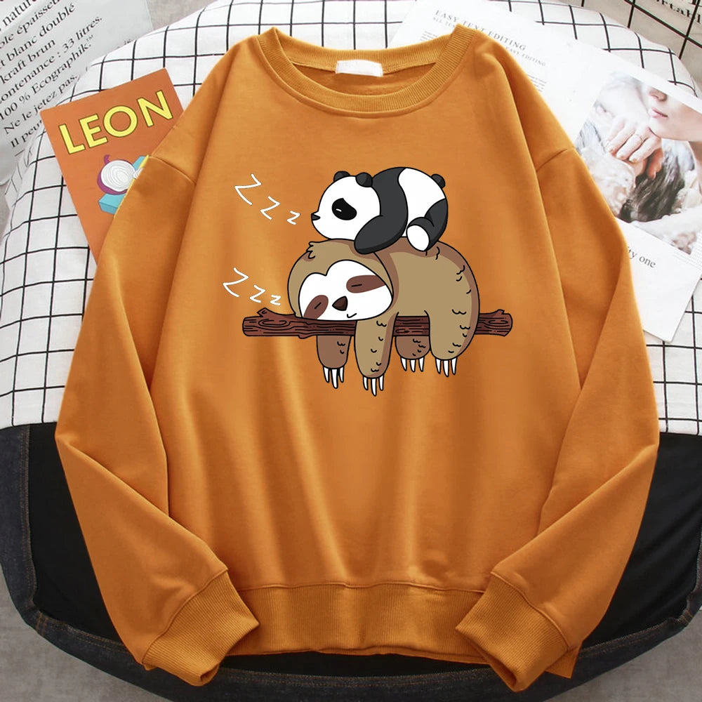 Panda Hoodie Lying On A Sloth Print For Women Cozy