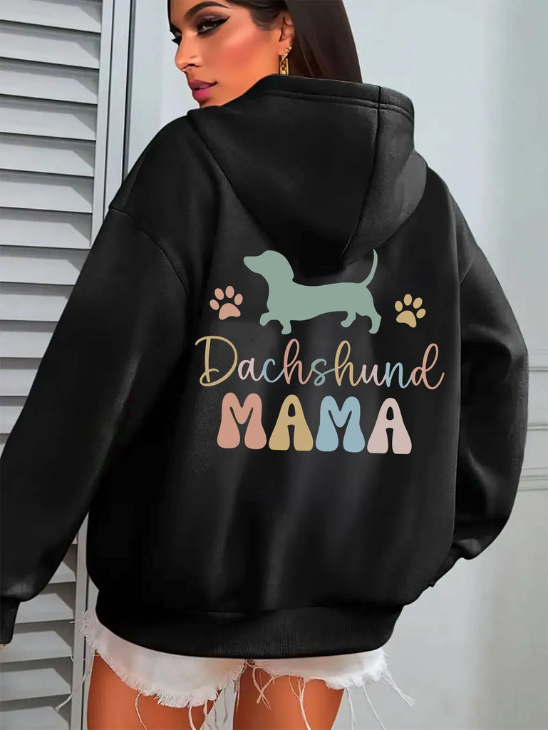 Dachshund Hoodie for Women Funny Dog Print Harajuku