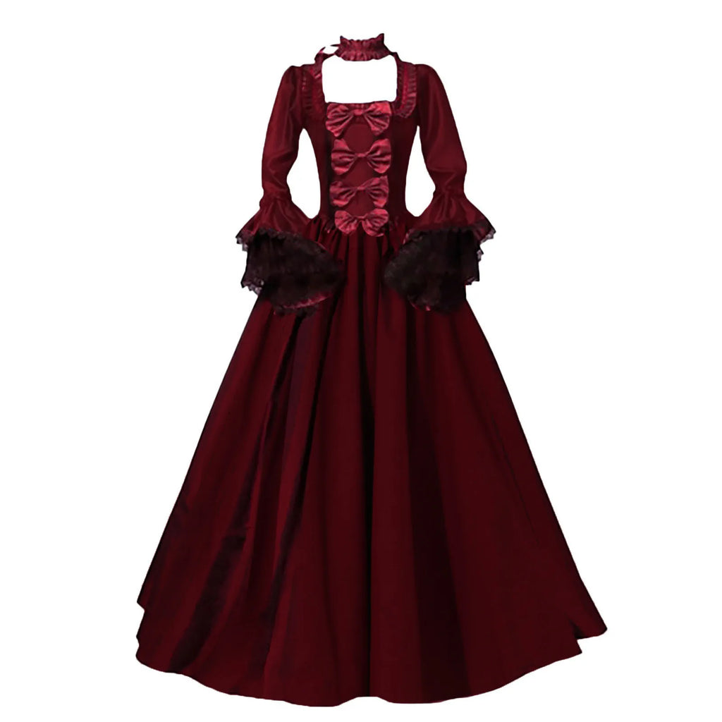 Medieval Gothic Witch Dress Patchwork Lace Maxi Costume