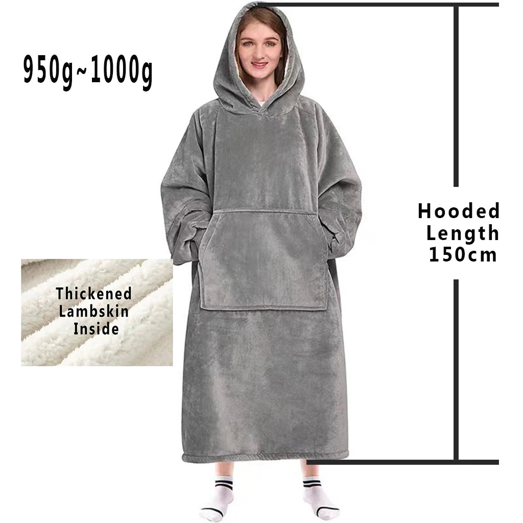 Oversize Women's Hoodie Fleece Lined Long Sleeve Top