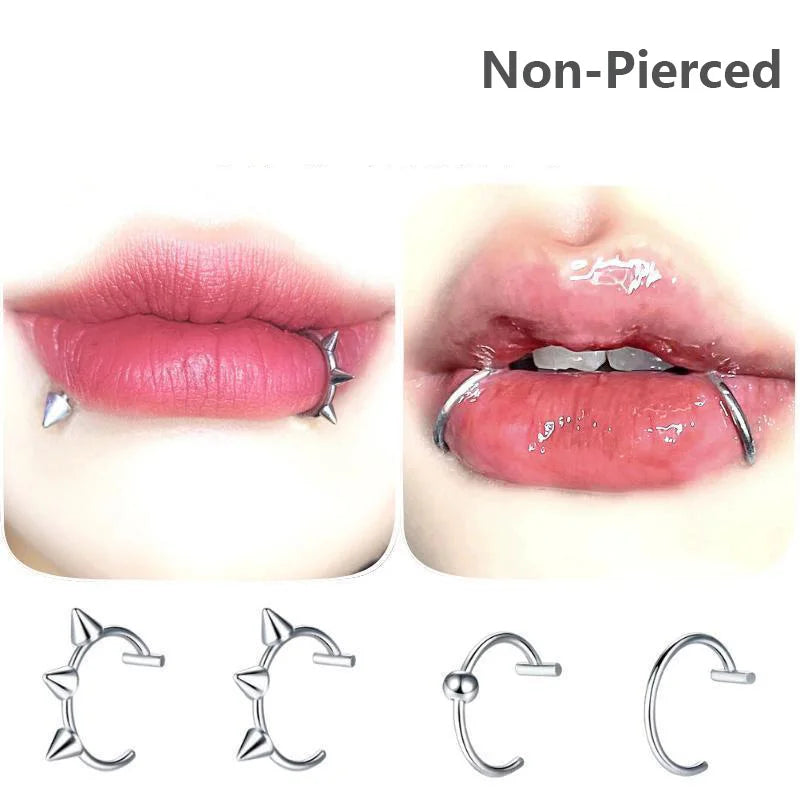 Stylish Stainless Steel Fake Nose Ring Hoop Non-Pierced Septum Earring Body Jewelry for Women, perfect for any look.