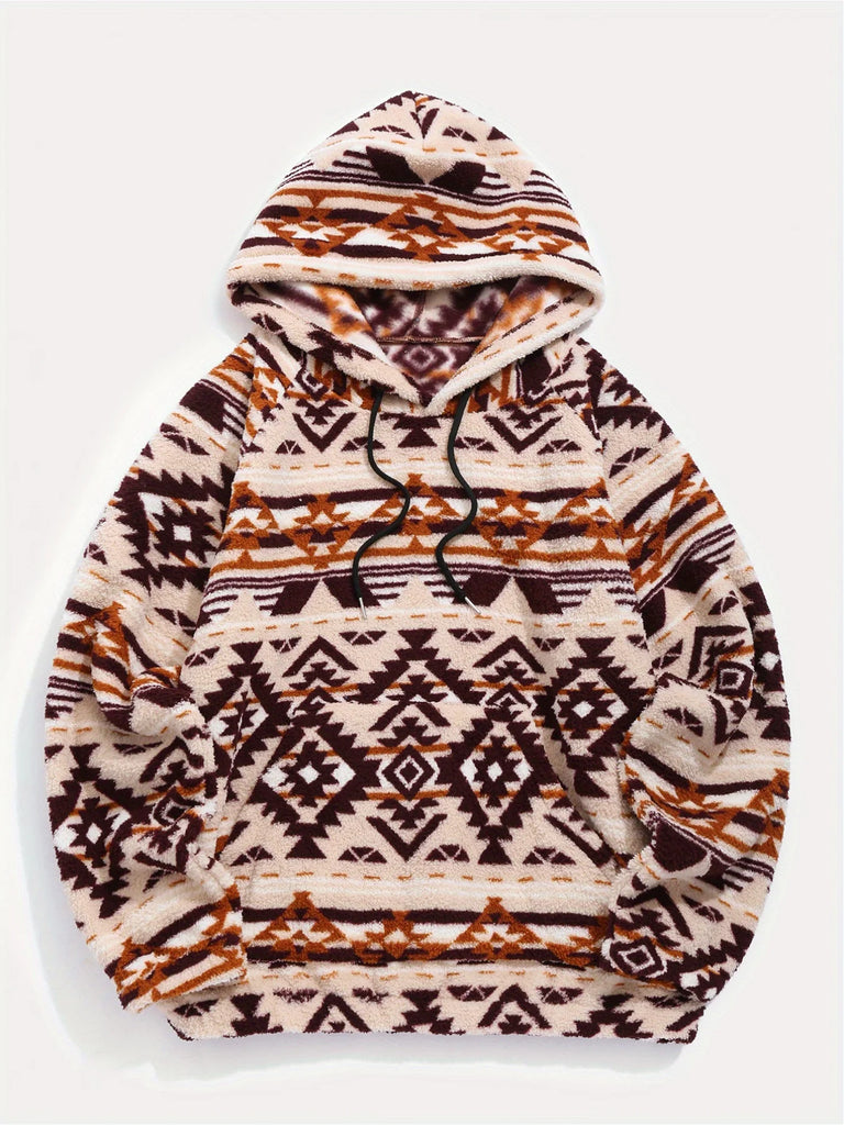 Women's Aztec Print Fleece Hooded Sweater Ultra Soft Cozy
