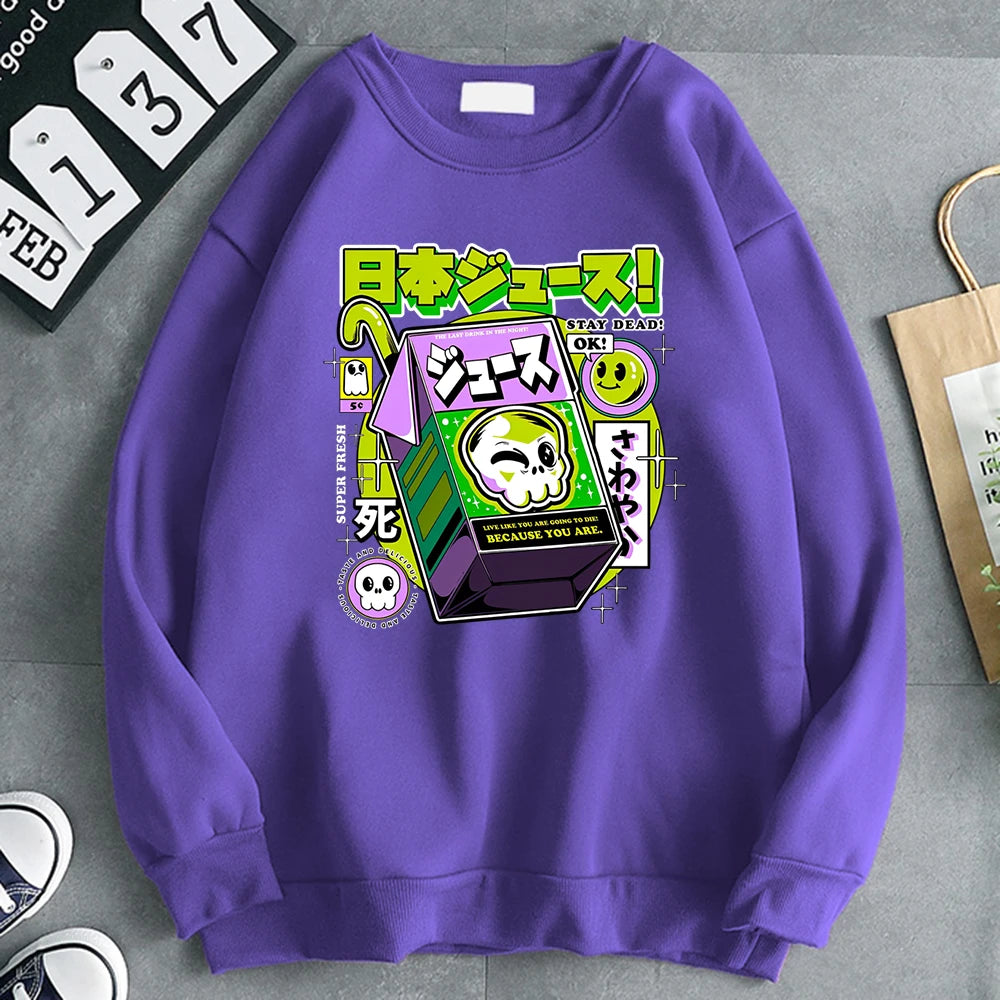Women Skull Hoodie Poison Print Fleece Soft Warm Pullover