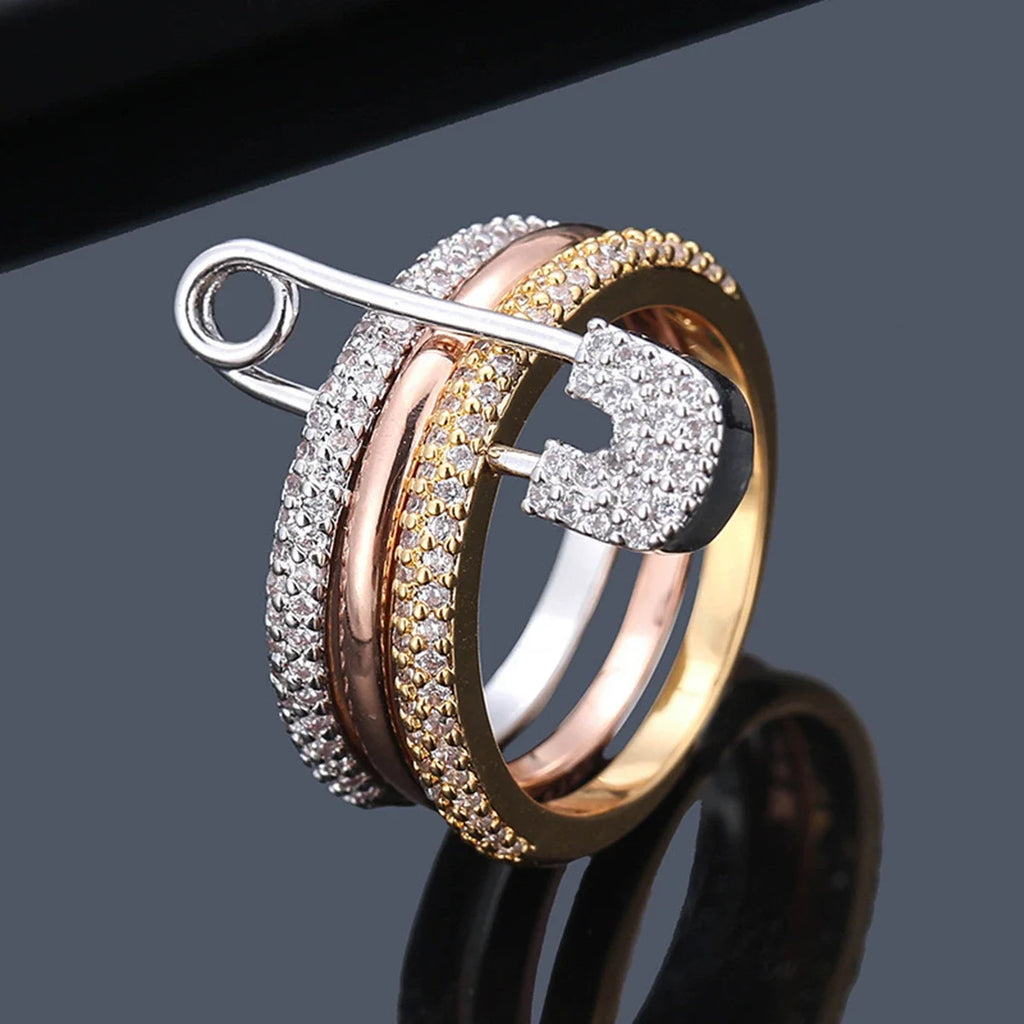 Three Layer Fashion Ring for Women - Elegant Designer Jewelry for Valentine's Day Gift, showcasing a stunning three-layer design.