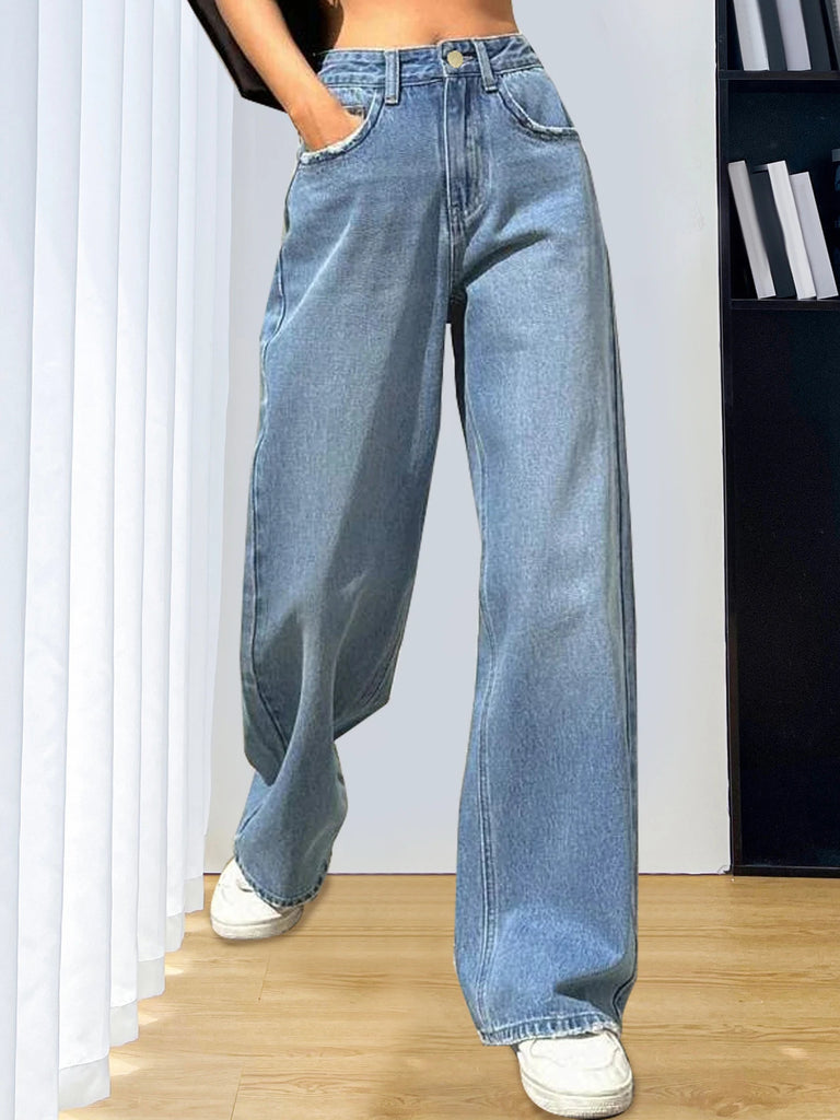 Women's Loose Retro Straight Denim Jeans for Everyday Wear