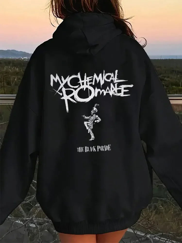 Emo Rock Hoodie For Women Printed Design Autumn Winter