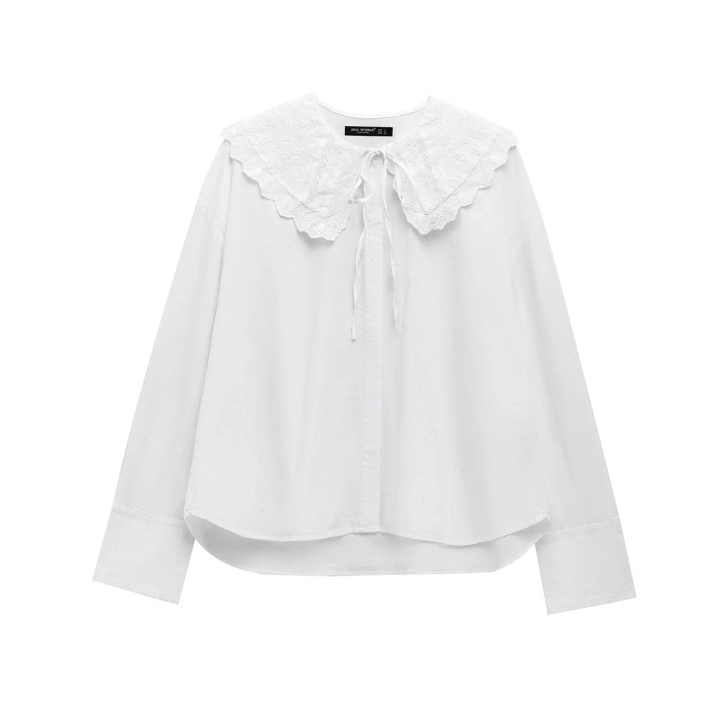 Spring Casual Women Blouse Long Sleeve Turn-down Collar Bow Tie Loose Fit Chic Shirt by TRAFSHE, perfect for effortless style.