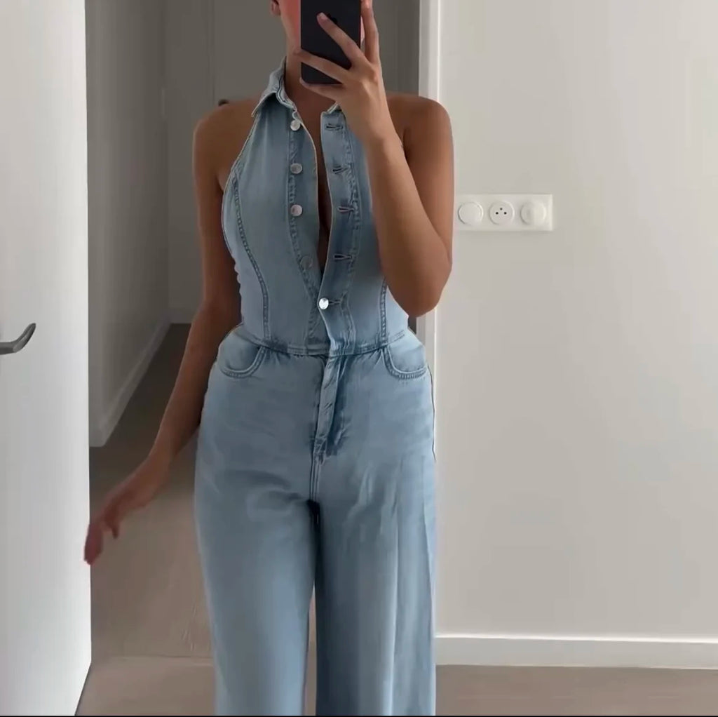 Stylish Women’s Casual Denim Jumpsuit with Lightweight Street Style Windbreaker Jacket for Autumn Fashion, perfect for daily wear.