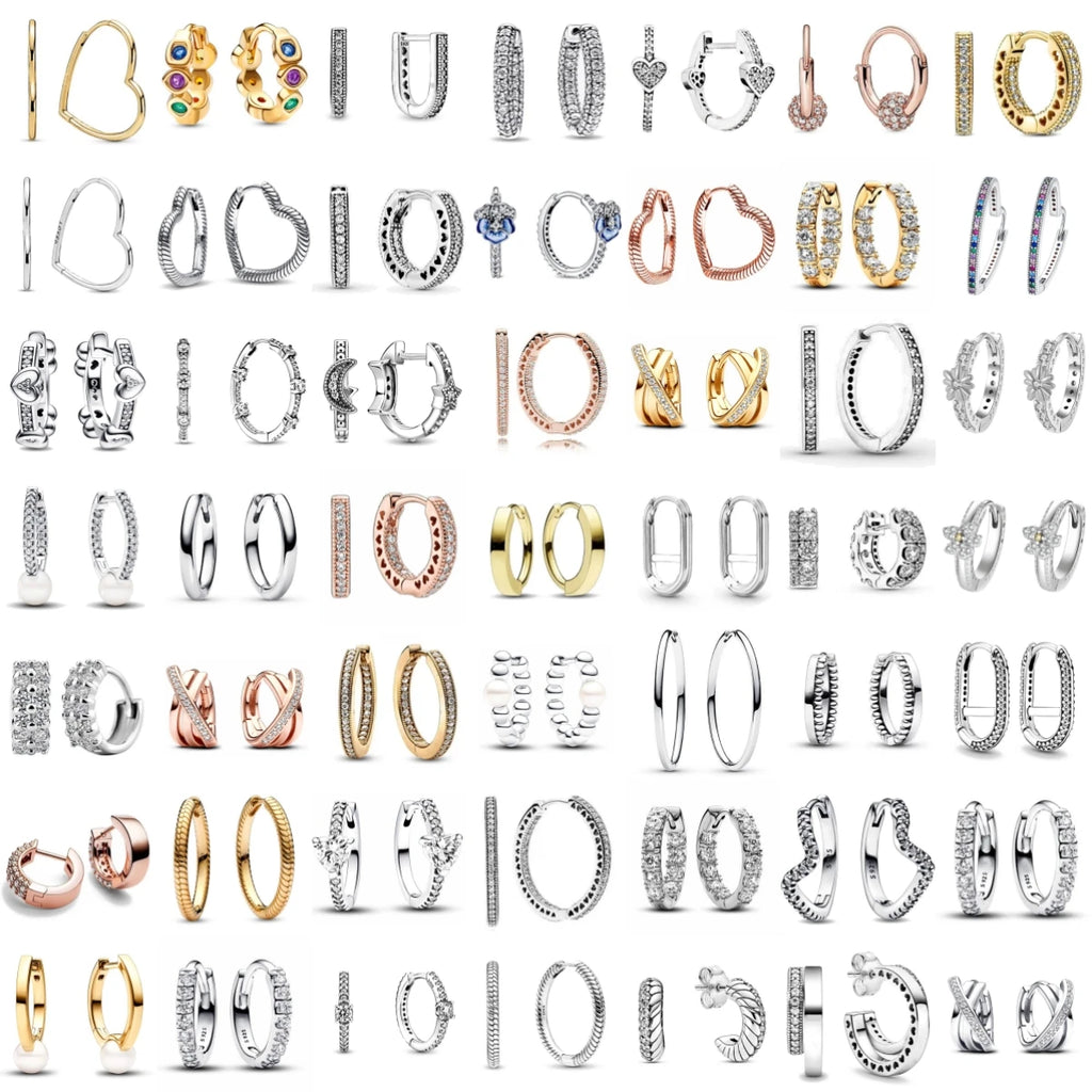 Elegant 925 Silver Hoop Infinite Love Earrings with Blue Flower and White Stone Heart Pendant for Women Jewelry.