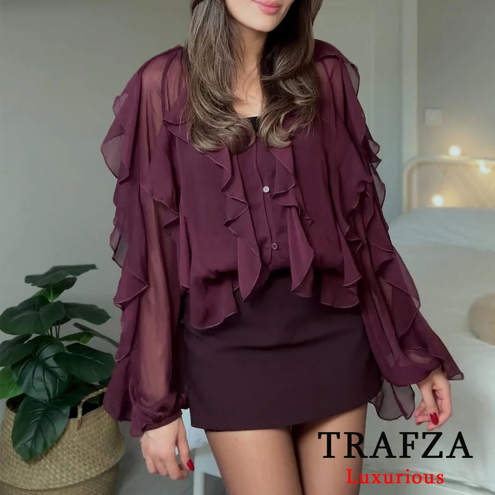 Stylish Lightweight Top for Spring and Summer, this Sexy Transparent Tassel Chiffon Women Blouse offers elegance and comfort.