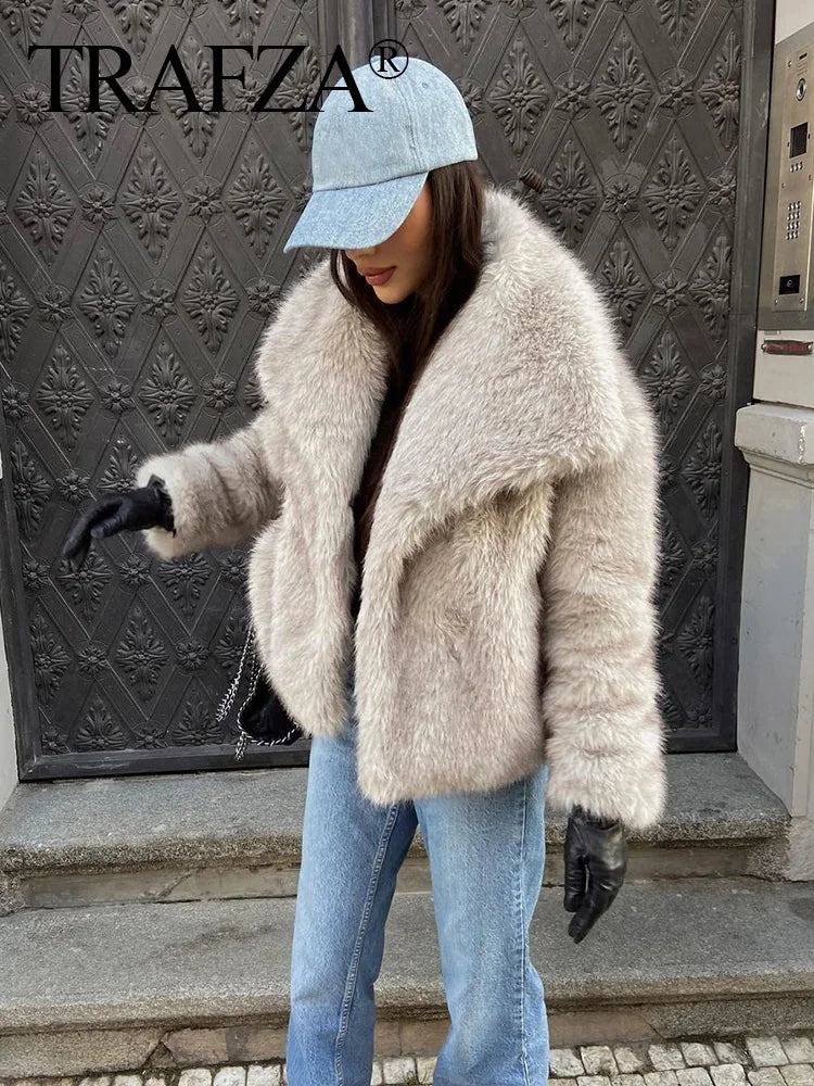 Warm Faux Fur Coat For Women Oversized Winter Outerwear