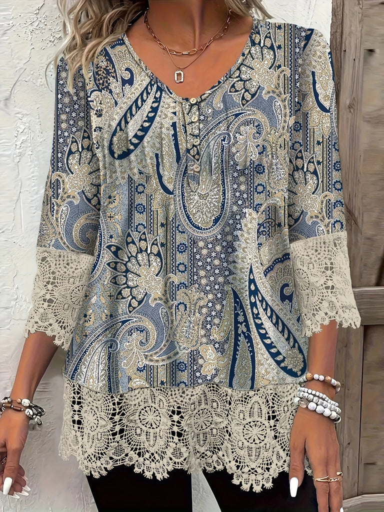 Elevate your style with the Elegant Printed Long Sleeve Casual Loose Fit Shirt for Women Stylish Temperament Top.