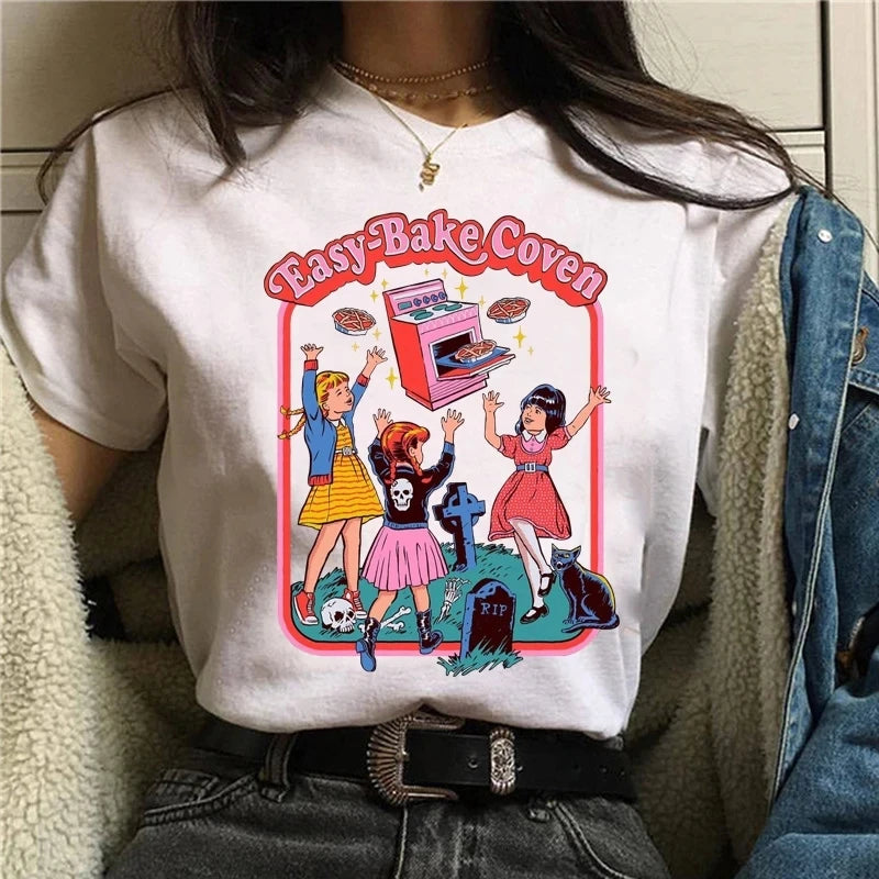 Harajuku Demon Graphic T Shirt Women Scary Devil Print Funny Satanism Tee