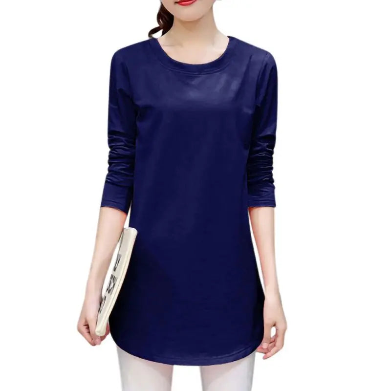 Women Slim Fit Long Sleeve Casual Blouse in Solid Colors