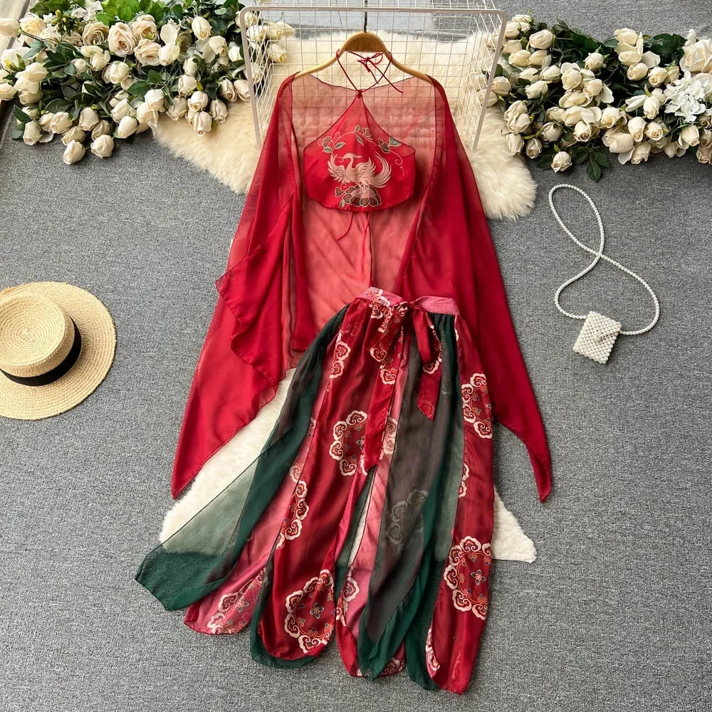 Women Sexy Asian Cosplay Costume Set Featuring Sheer Cheongsam Midi Dress Geisha Kimono Hanfu Jumpsuit Role Play Lingerie