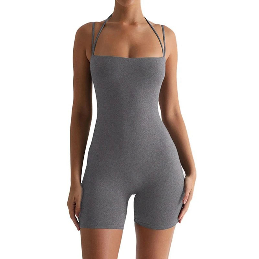 Stylish Womens Sexy Bodycon Skinny Yoga Playsuit, perfect for activewear and fitness enthusiasts. Ideal for workouts!