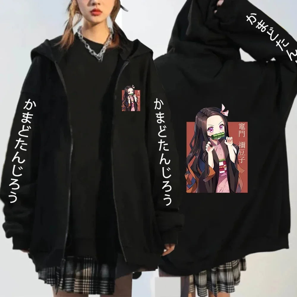 Demon Slayer Shinobu Hoodie Zipper Jacket Sweatshirt