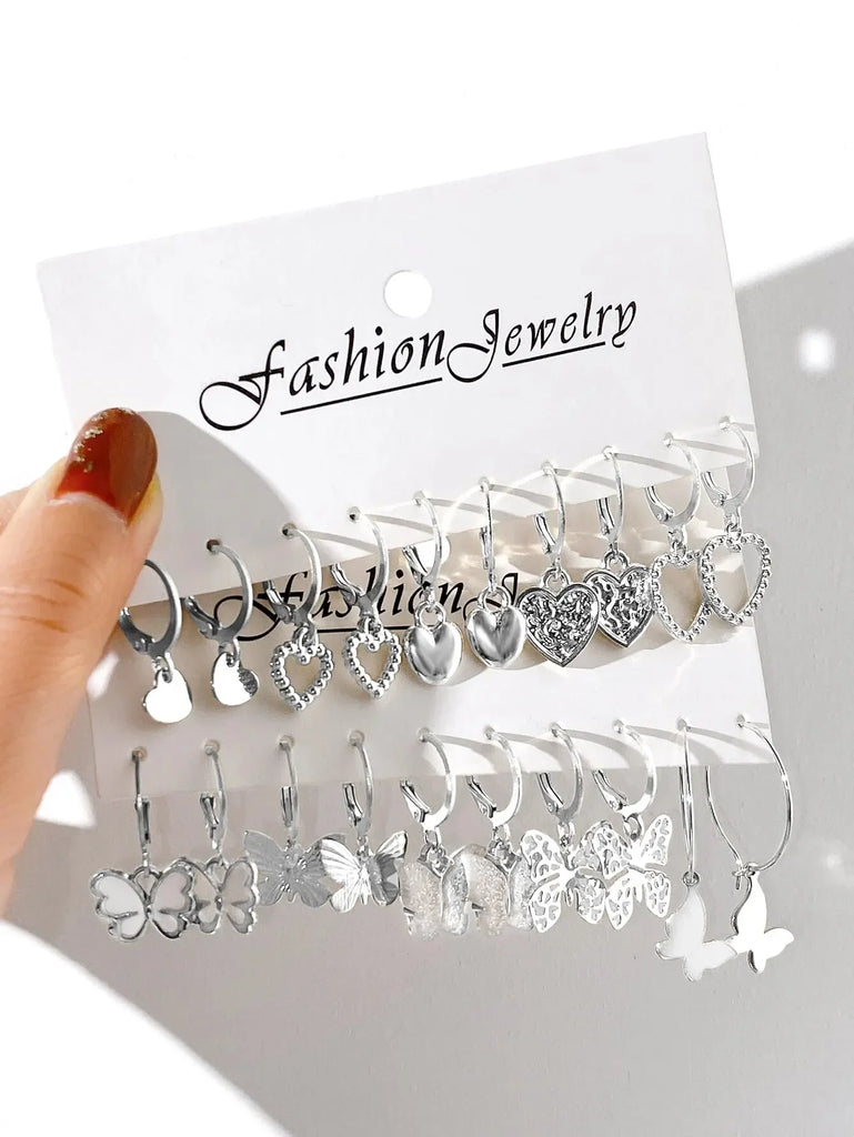 10pcs Gold Color Butterfly Earrings Set for Women Fashion Jewelry Gifts displayed on a stylish card, perfect for any outfit.
