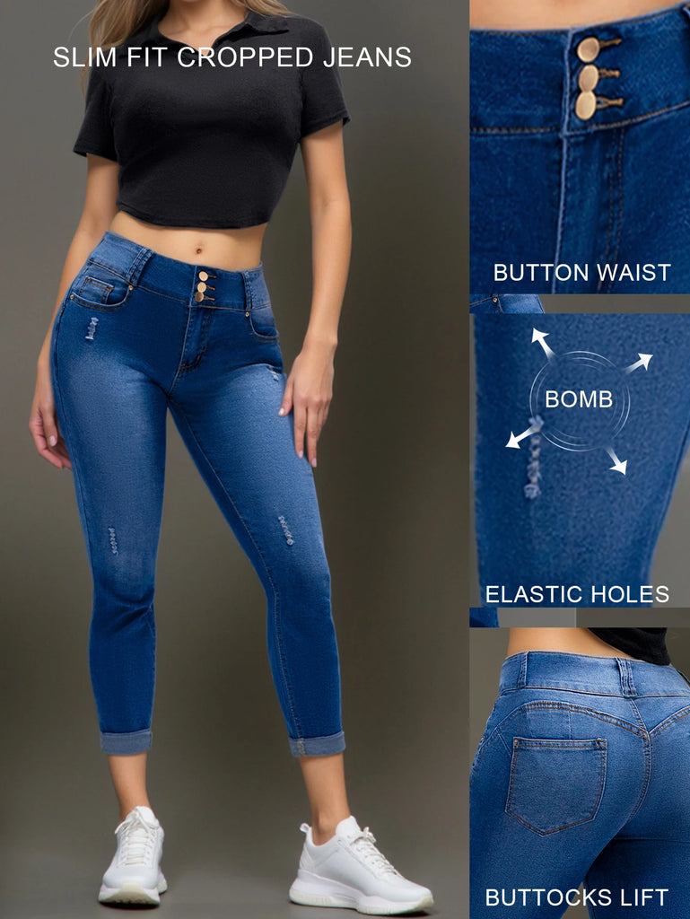 Ankle Length Jeans For Women Slim Fit With Hip Lift