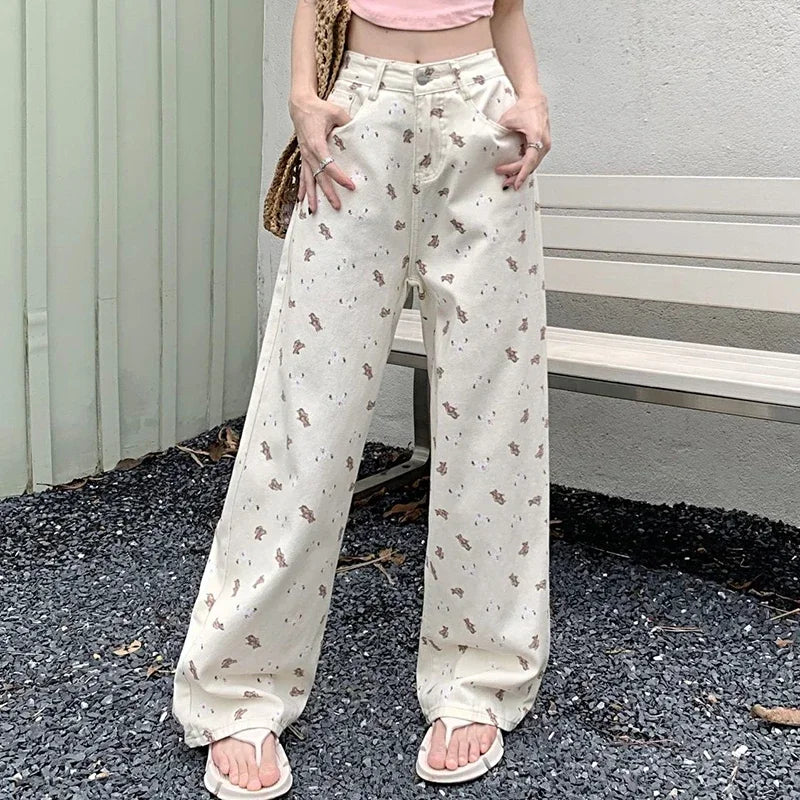High Waist Wide Leg Jeans For Women Korean Style Denim