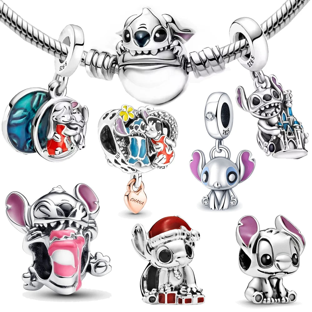 Lilo and Stitch Charms Silver 925 for Bracelet Jewelry Making Gift for Women, perfect for unique accessory lovers.