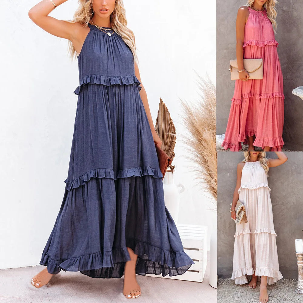 Summer Sleeveless Maxi Dress With Irregular Hem For Holiday