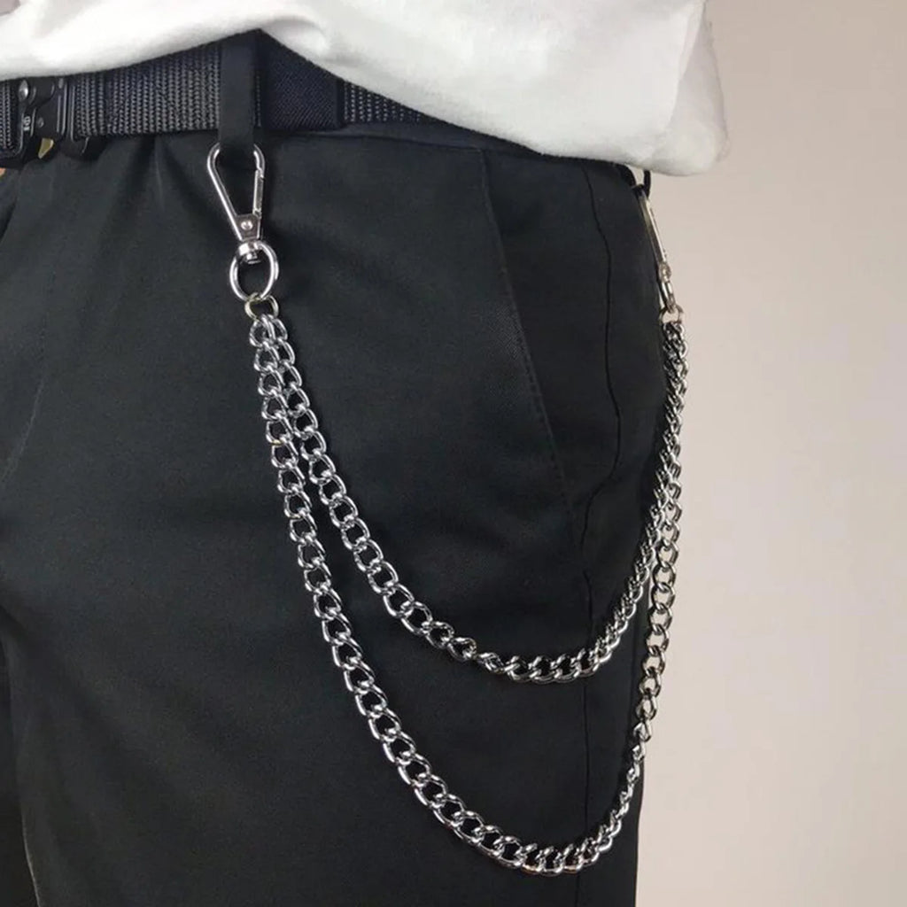Punk Style Metal Waist Chain for Jeans Accessories and Hip-Hop Fashion adds edgy flair to your outfit, perfect for trendsetters.