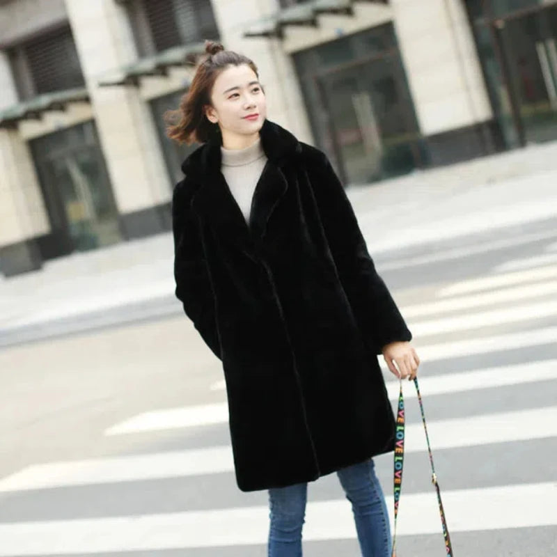 Faux Mink Fur Coat For Women Warm Thick Winter Coat