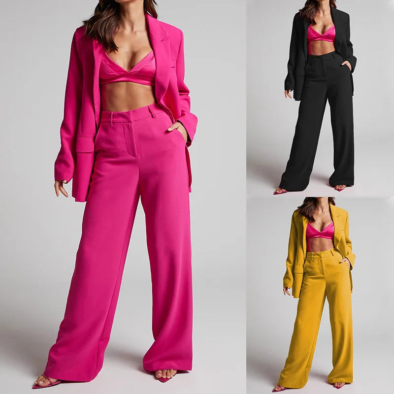Women Blazer Set Two Piece Suit For Office And Trendy