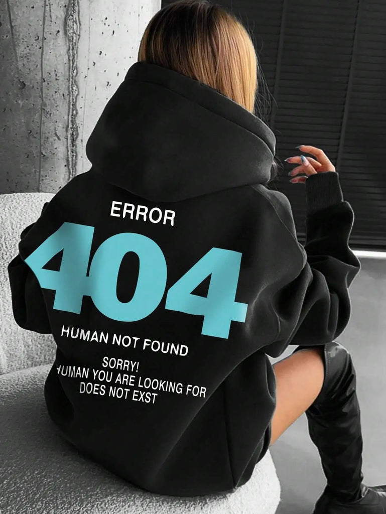 Error 404 Hoodie For Women Casual Fleece Sweatshirt Autumn