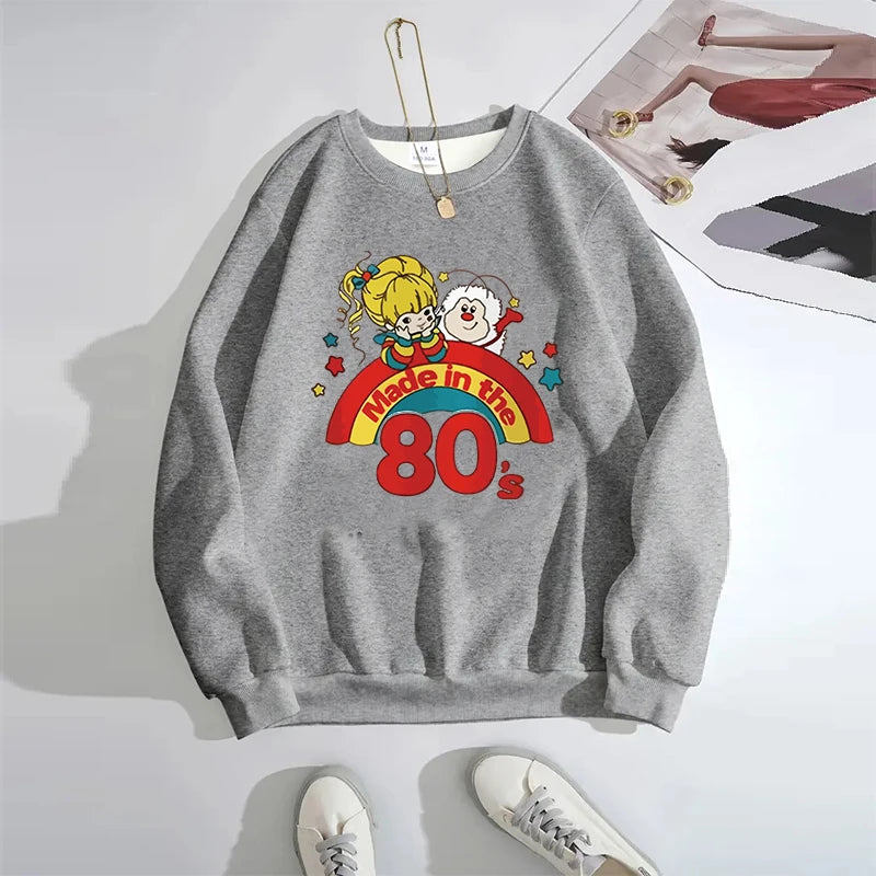 Kawaii Cartoon Print Sweatshirt Women Loose Hooded Top