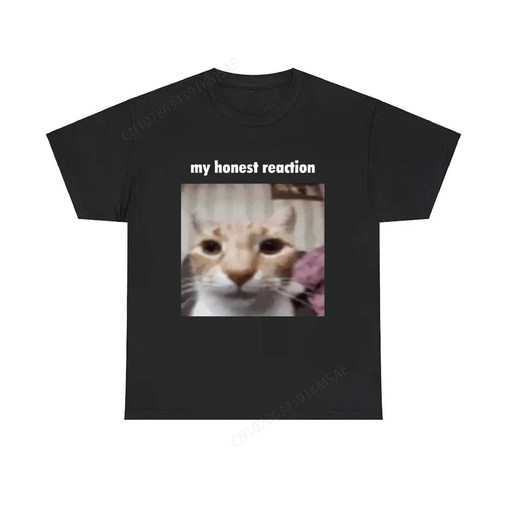 Funny Cat Meme T Shirts for Men and Women Casual Oversized Short Sleeve Tees