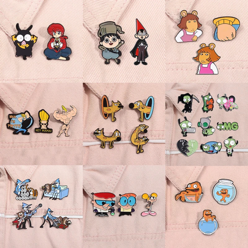 Explore our Cartoon Character Enamel Pins Set Cute Anime Brooches Fashion Accessories, perfect for showcasing your style!