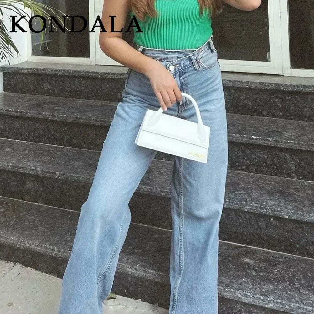 High Waist Vintage Denim Jeans For Women With Pockets