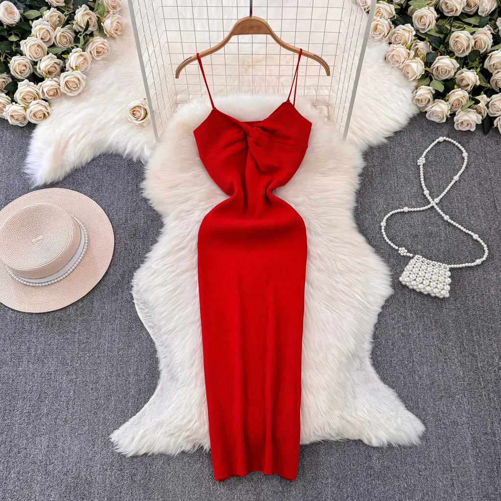 Knit Knot Camisole Bodycon Dress for Women Summer Party