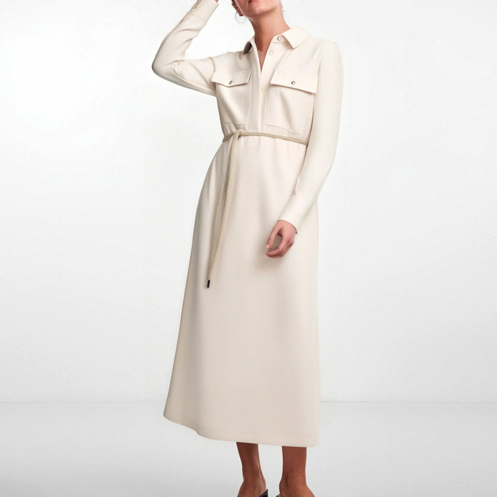 Beige Long Sleeve Dress For Women For Work And Office