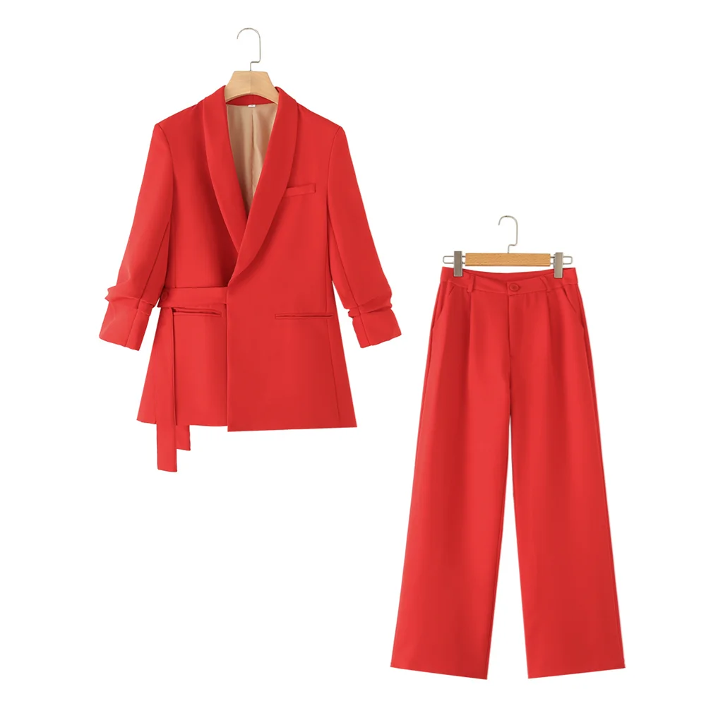 Women's Green Workwear Suit Set With Coat And Pants