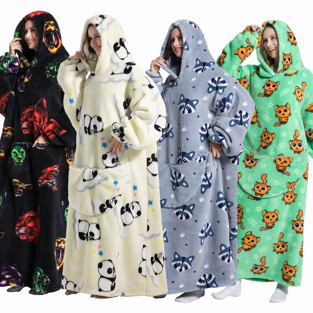 Cozy Thick Blanket Hoodie For Women Plush Sherpa Pullover