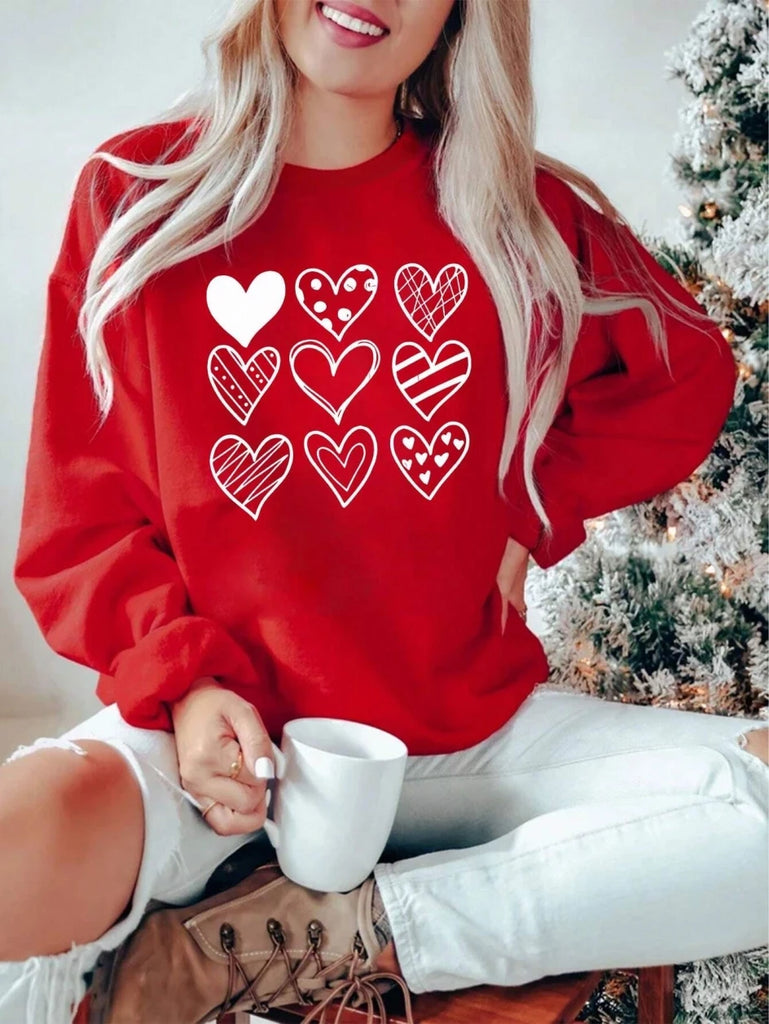 Heart Print Hoodie Women Oversize Harajuku Sweatshirt