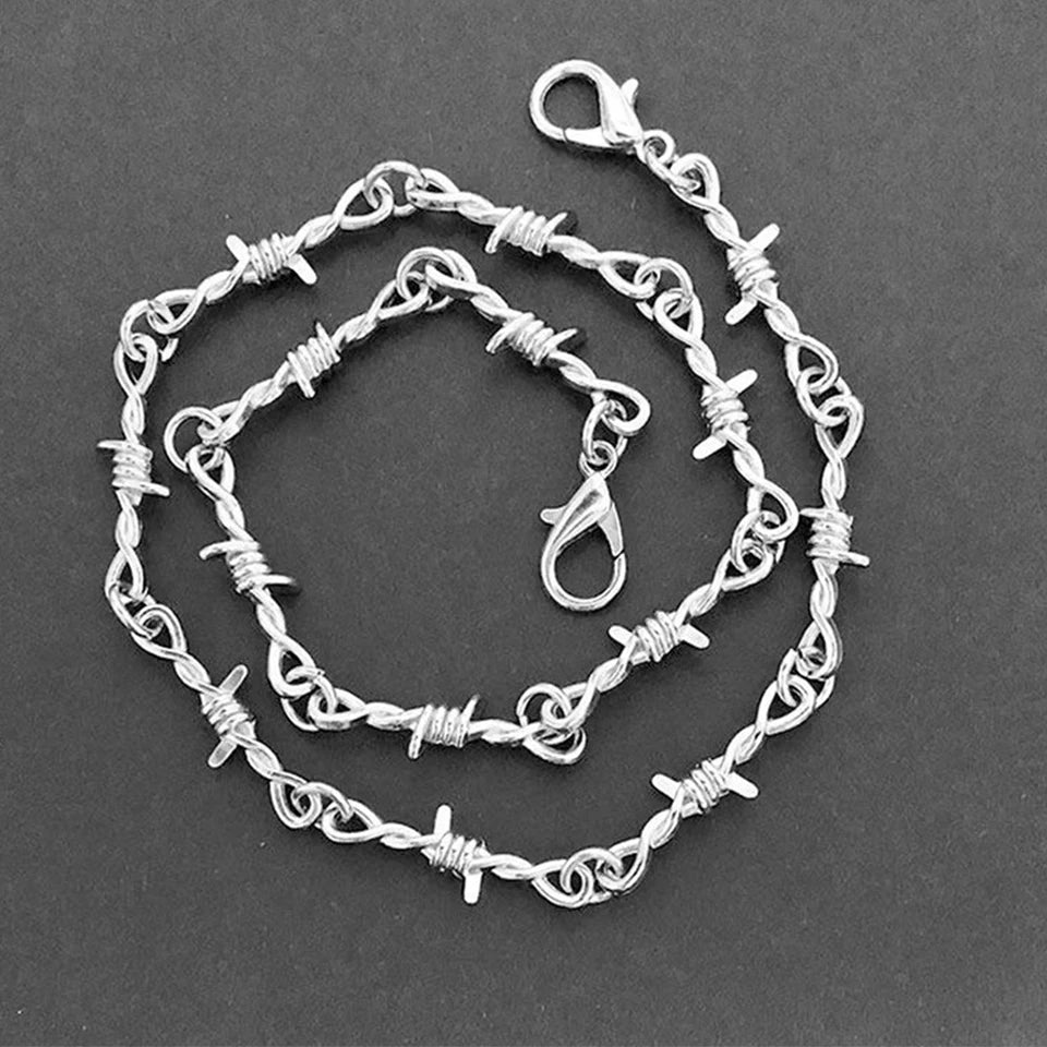 Unisex Barbed Wire Choker Necklace Hip-Hop Gothic Punk Jewelry Gift offers edgy style for standout fashion statements.