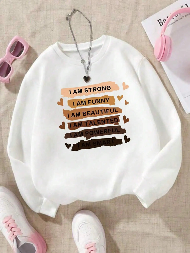 Casual Women's Hoodie Slogan Fleece Sweatshirt Pullover